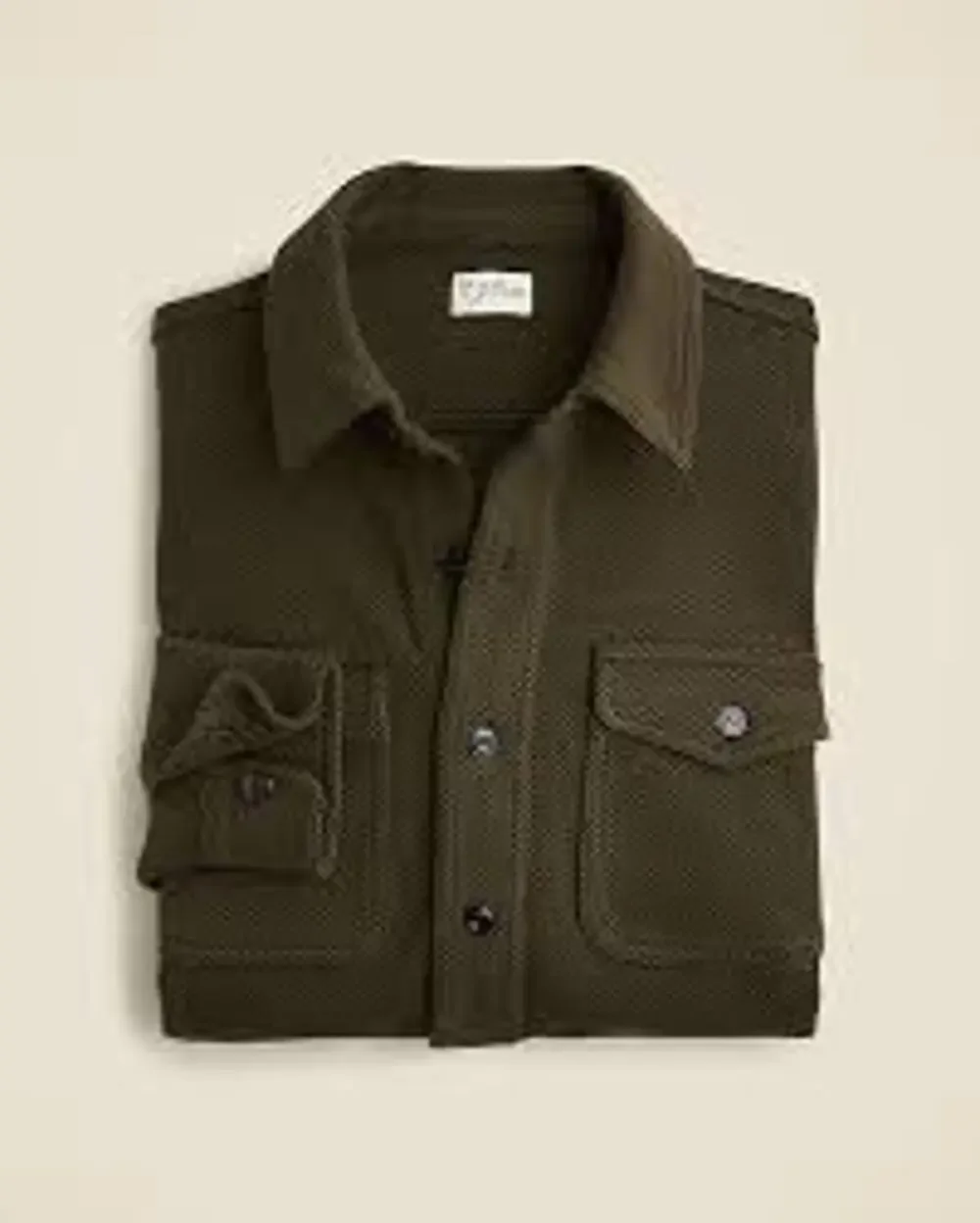J.Crew Seabord Soft-Knit Long Sleeve Shirt Mens XL Greenish Brown Button Stretch